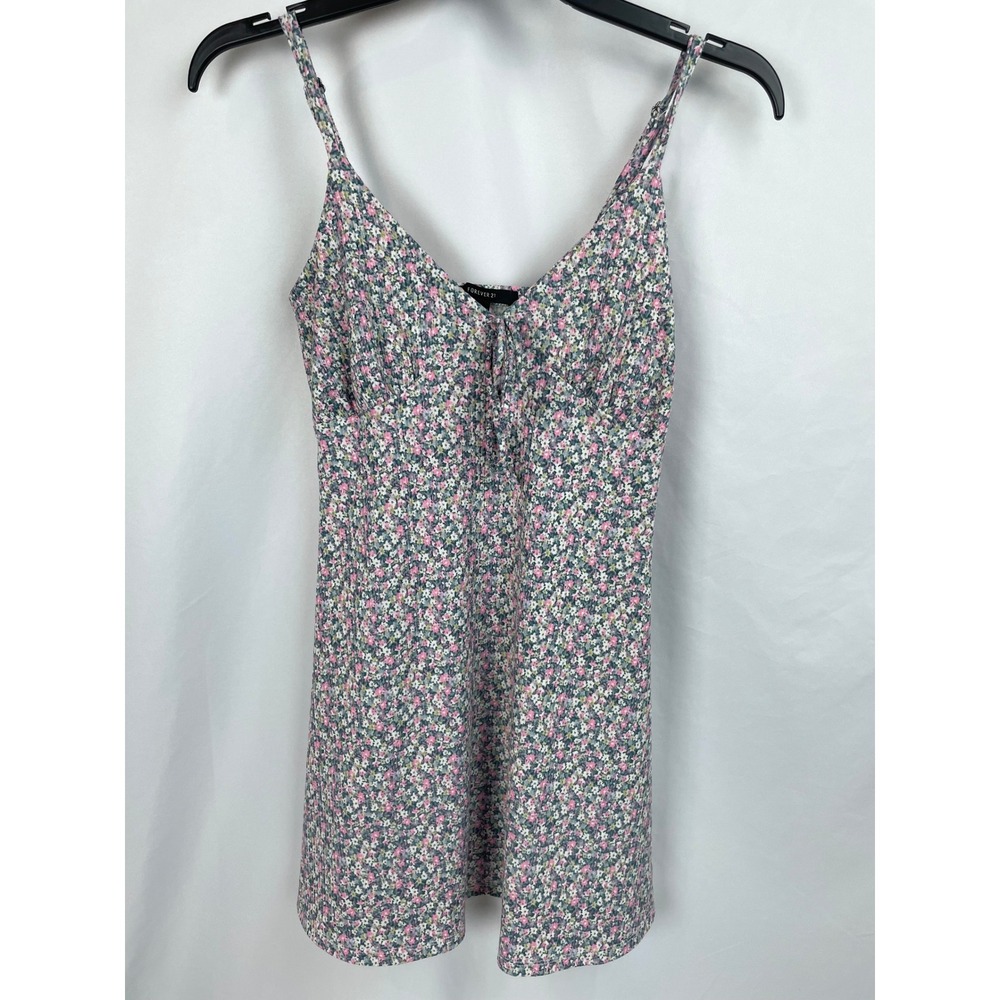 Forever 21 Girl Medium Ditsy Floral Y2K Cami Dress Tie Front Spaghetti Cottage‎